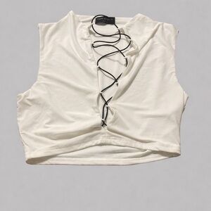 Naked Wardrobe white tank with tie front